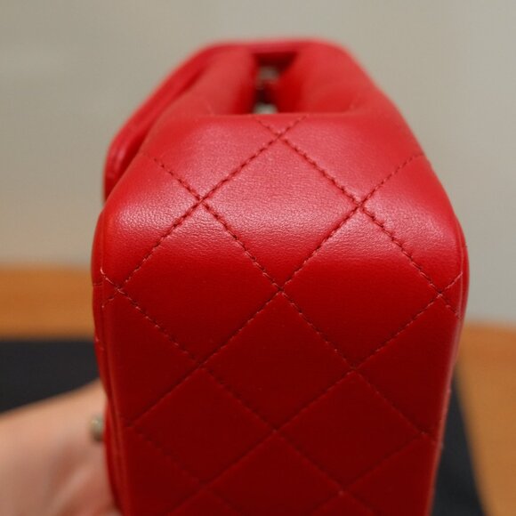 Chanel Quilted Lambskin Mini Square Flap Red NWT - Picture 5 of 16